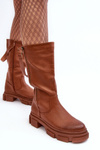 Half-Calf Boots with Upper Brown Lizames