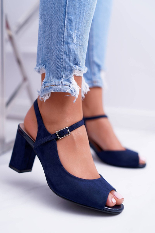 Sandały Damskie Na Słupku Sergio Leone SK808 Granat Dali