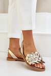 Leather sandals on flat heel Zazoo 40425 gold