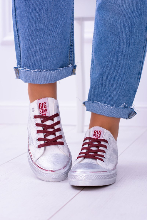Big Star White Silver Plated Tennis Sneakers BB274014