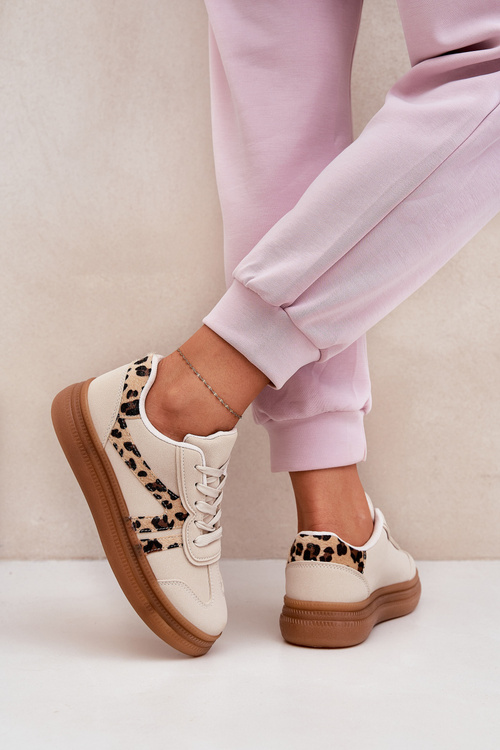 Women Sneakers On Platform Panther Beige Totter