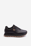 Black Women's Leather Platform Sneakers Pernalia