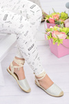 Women's Linen Ballerinas Tiered Silver Espadrilles Sea