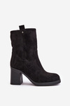 Women's Insulated Heeled Ankle Boots Eco Suede Black Vellinga