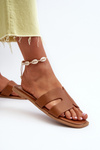 Women's Flat Sandals with Cutouts Brown Fiviama