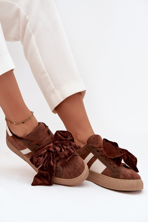 Women's Sneakers With Suede Bow Brown Ashlyn