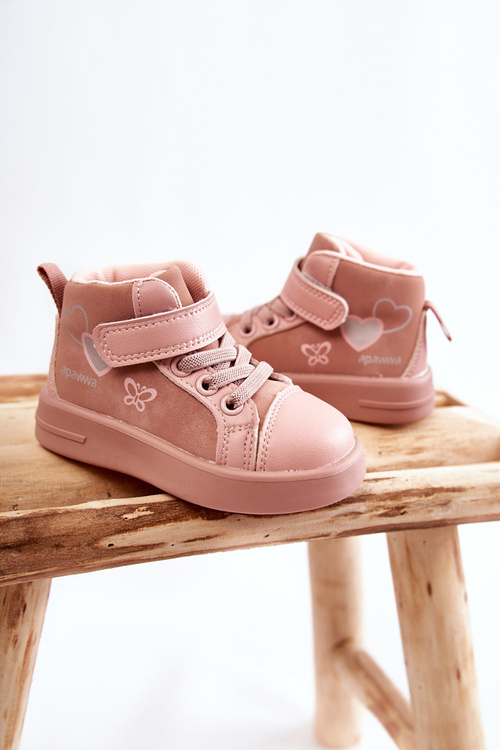 Children's High Sneakers With Velcro Pink Cheezi