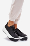 Sneakers On Massive Platform Smooth Black Tirvanis