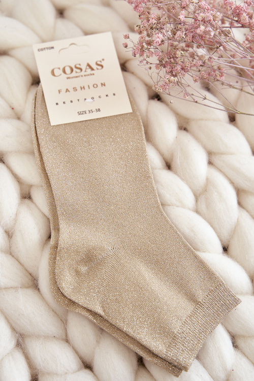 Women's Cotton Socks With Shiny Thread Cosas Beige