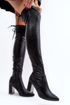 Leather Over the Knee Boots On a Heel Black Amalitas