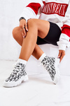 Buty Sportowe Wiązane Skarpetka Biało-Czarne Kandice