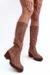 Women's Knee-High Low Heel Boots Brown Beveta