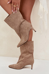 Slip-on Women's Heeled Boots Beige Solvienne
