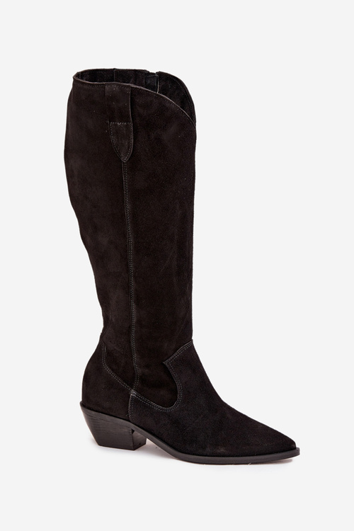 Cowboy Boots Made From Natural Suede Lined Zazoo 4225 Black