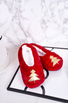 Children's Christmas Slippers With Christmas Tree Red Let It Snow