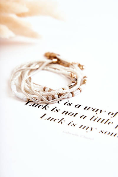 Bransoletka Damska Ozdoby Perełki Kryształki Biała