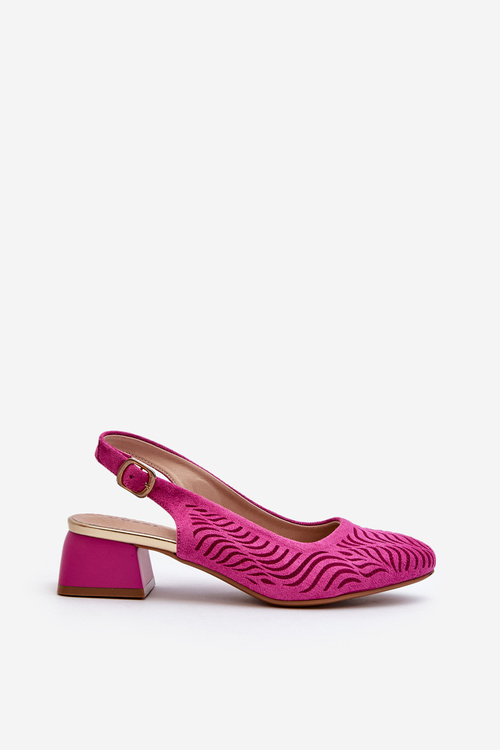 Fuchsia Block Heel Court Shoes Gemifa