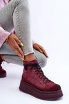 Leather Ankle Boots On Massive Platform Maciejka 06309-23 Burgundy