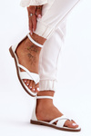 Women's Zipper Flat Flip Flops White Rise Up!