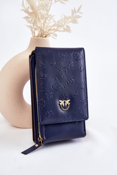 Fashionable Handbag Wallet 2in1 With Embossing Navy Savano