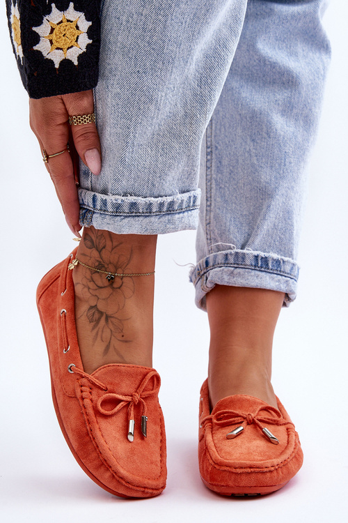 Women's Suede Moccasins Orange Si Passione