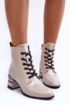 Lacquered Boots on Heel SBarski MR870-49 Light Gray