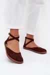 Ladies Suede Ballerinas Barefoot with Straps Zazoo 191 Chocolate
