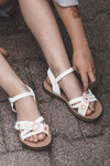 Children's Sandals with Velcro Closure with Flowers White Nestalee