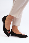 Zazoo 2887 Suede Ballerina Flats With Decorative Butterfly Black