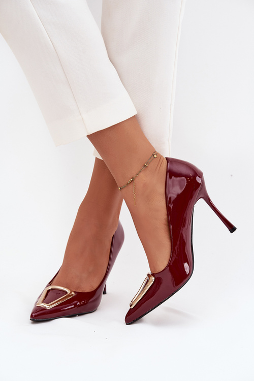 Patent leather heels with gold detail Bordeaux Paivelle