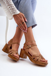 Women's High Heel Sandals in Brown Eco Leather Assames