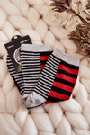 Women's classic socks with stripes and stripes Red