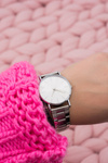 Stylish Silver Women's Watch with Bracelet