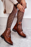 Lace-up boots on a flat heel caramel Grete