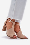Block Heel Sandals Made Of Eco Suede Beige Lanadriena