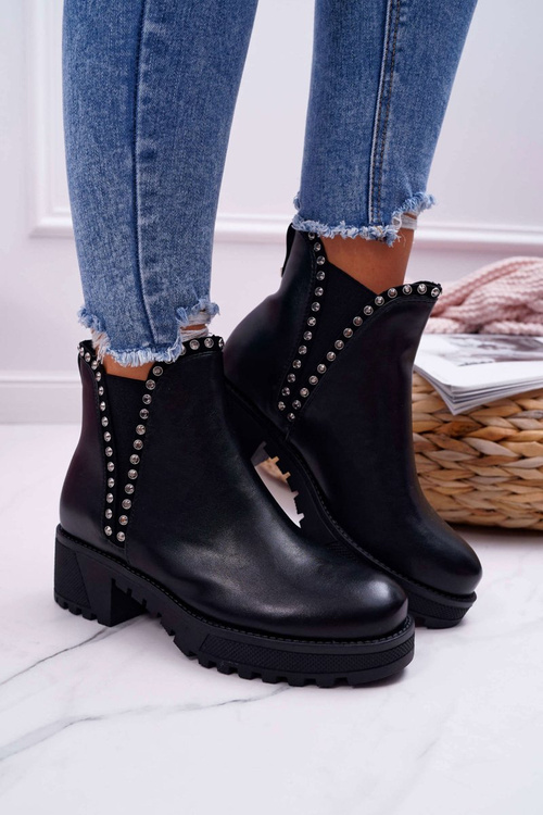 Women's Stiletto Boots With Zircons Black Sissy