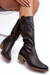Leather Boots with Lacy Pattern Black Sierra