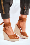 Women's Sandals On Wedge Laced Camel Belleza