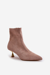 Women's Stiletto Boots Eco Suede With Pointed Toes Beige Irithare