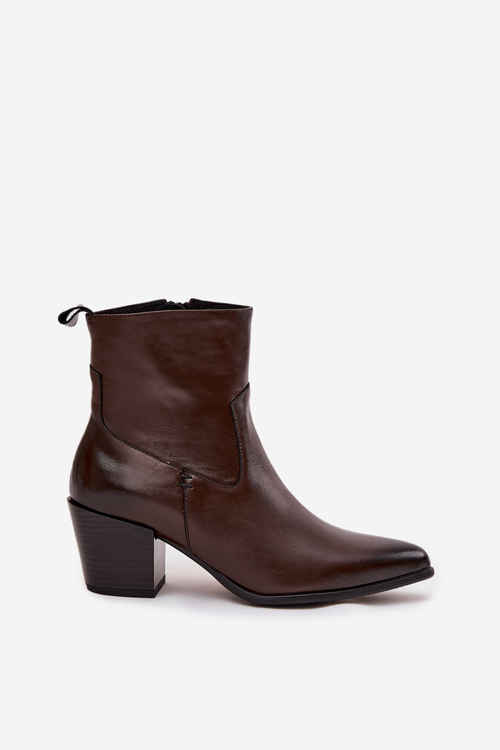 Leather Women's Cowboy Boots on Heel with Lining Zazoo 60565 Chocolate