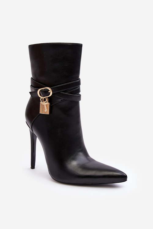 Women's Heeled Boots with Straps Black Casulle