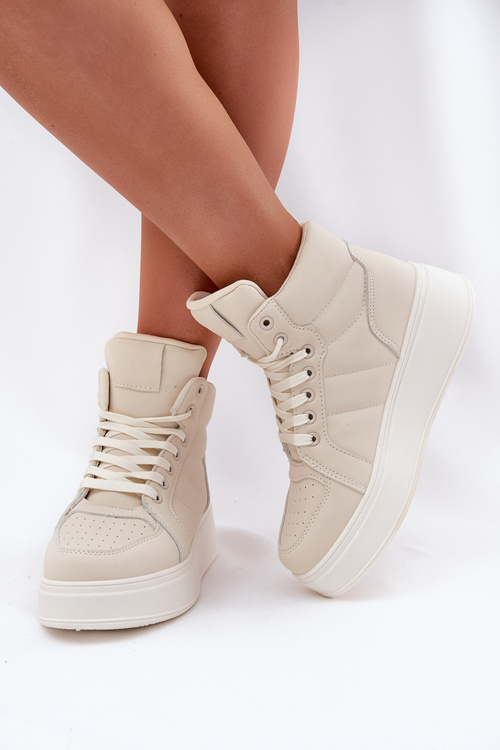 High Women's Sneakers On Platform Beige Tillive