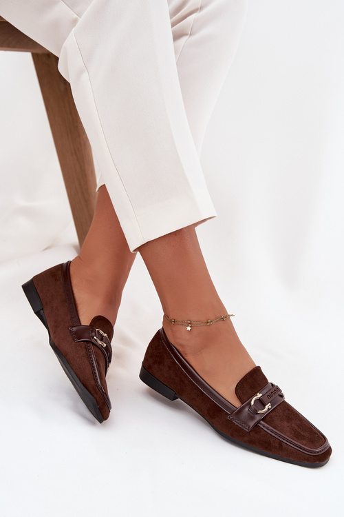 Moccasins Loafers Womens With Decorative Element Chocolate Evelora