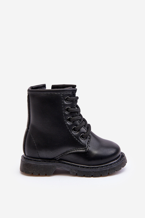 Children's Leather Boots With Zipper Black Omua