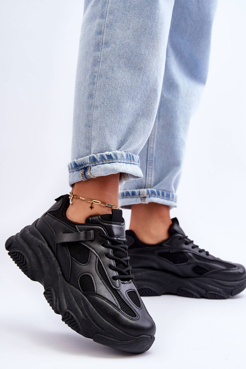Sneakersy Damskie Masywna Platforma Czarne Agnenia WX-92