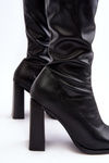 Women's Black Over-the-Knee Boots with Block Heel in Eco Leather Orcella