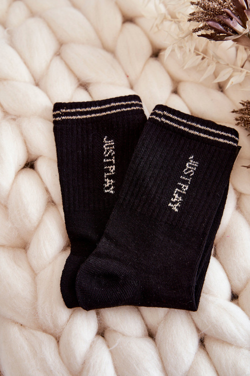 Women's Sport Socks Vertical Inscription Just Play Black