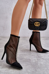 Fashionable Women's Stiletto Boots With Mesh Black Rummi