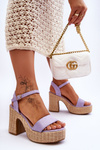 Comfortable Suede Sandals On A Chunky Heel Violet Elishia