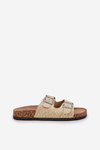 Fabric Slippers On Cork Sole With Buckles Yellow Atera